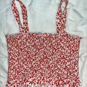 Flower Print Scrunch Crop Top